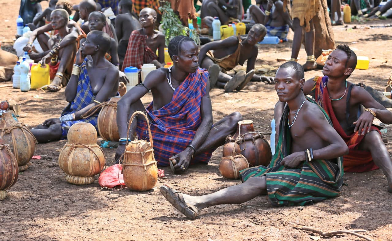 Community gathering during an Omo Valley Tribes cultural visit, Ethiopia