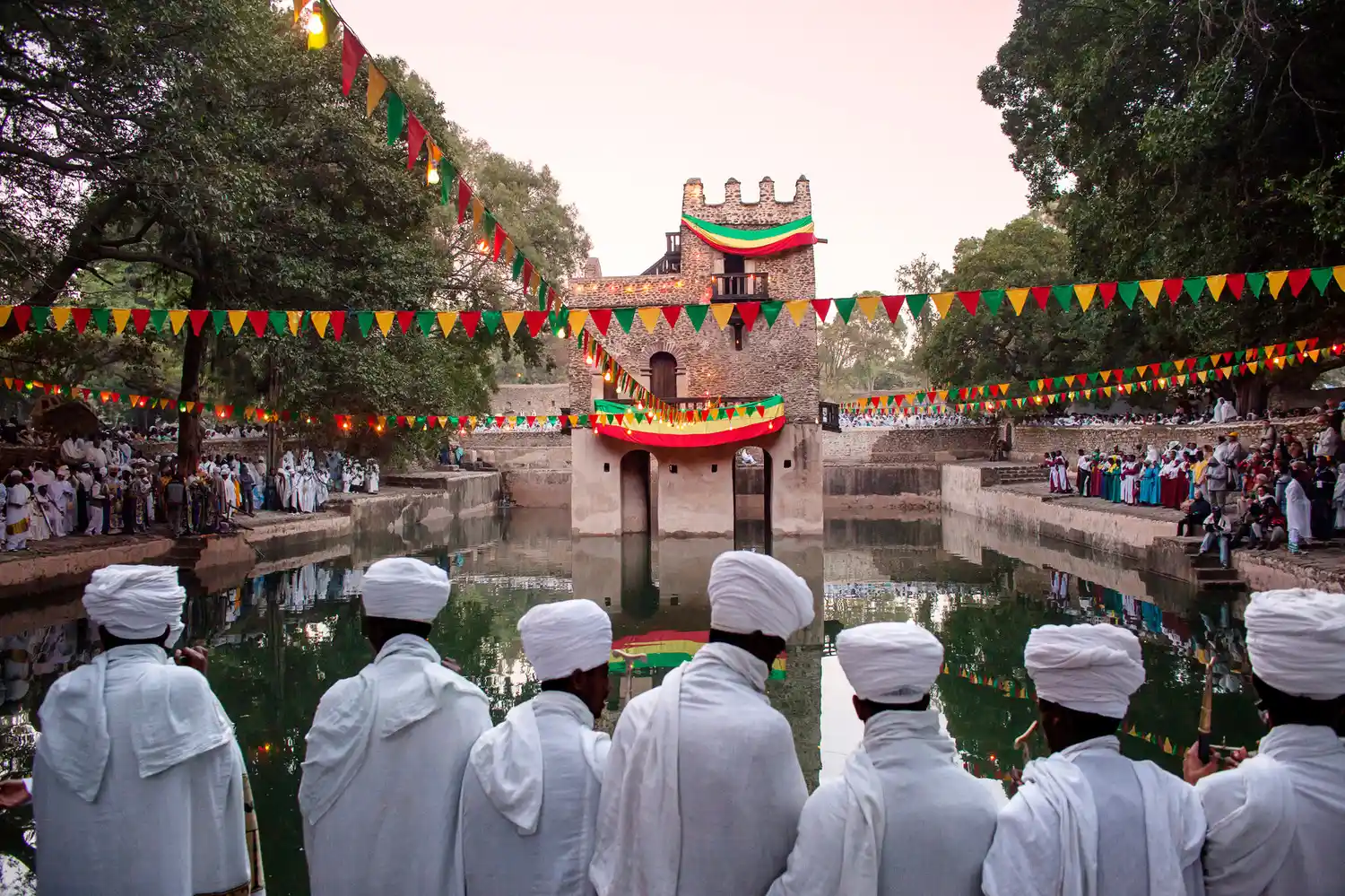 Timkat celebration at Fasilidas Bath in Gondar, Ethiopia