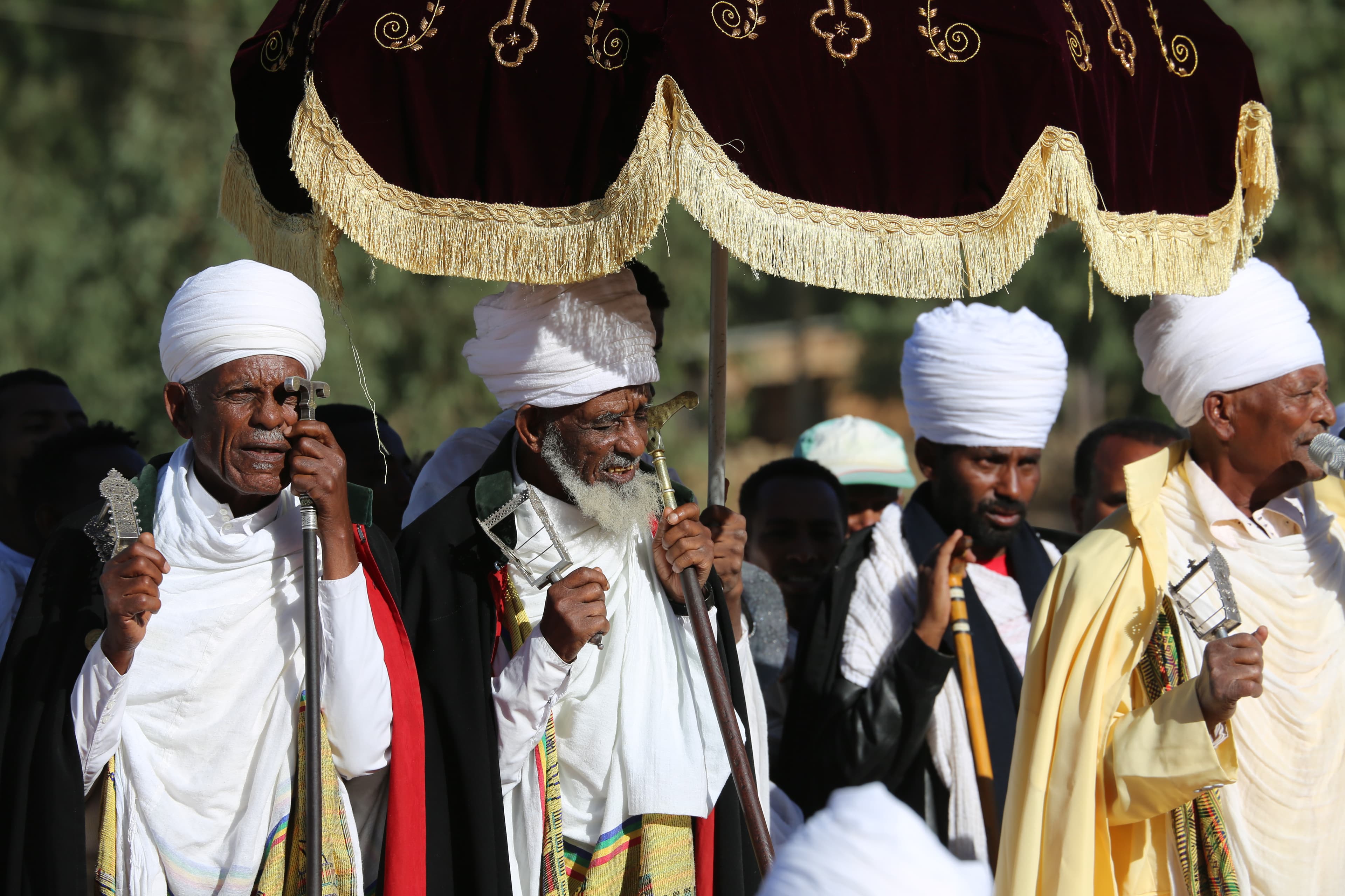 Orthodox clergy in ceremonial dress during highland feast days